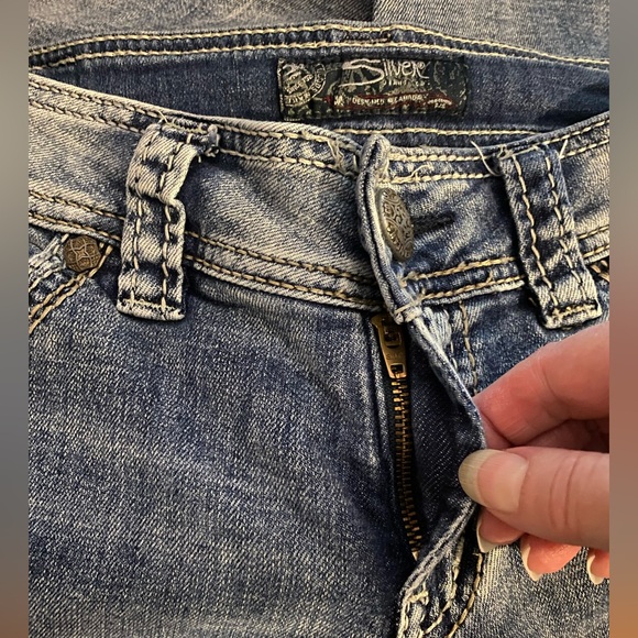 Silver Jeans Suki Flap Pockets Medium Blue Wash Stretch Size W27” L32” - Picture 8 of 12